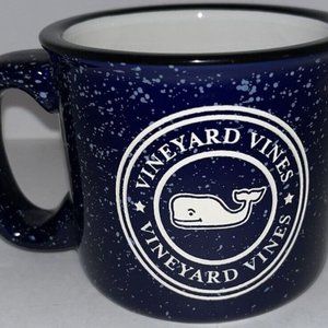 New Vineyard Vines Whale Campfire Blue & White Speckled Ceramic Mug 15oz